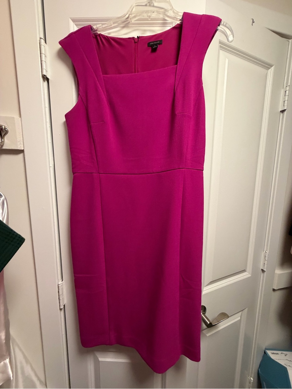 Ann Taylor Fuschia Cap-Sleeve Sheath Dress